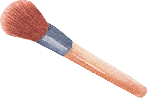 Hand drawn watercolor Cosmetic brush clipart